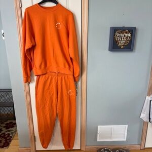 7 Days Active Tracksuit Orange Cotton Sweatshirt/ sweatpants Size L